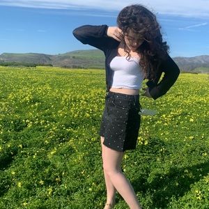 polka dot denim skirt